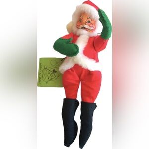Handmade Vintage 1963 Annalee Mobilitee Holiday Doll Christmas Santa Claus Tag